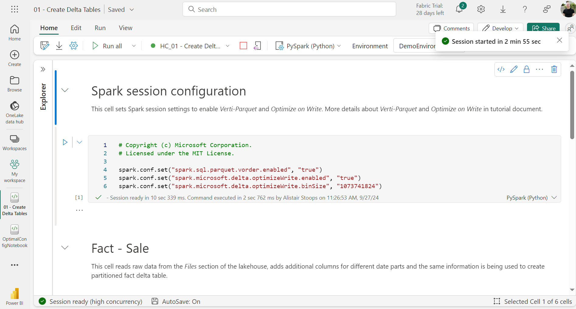 Minimising Spark Startup Duration in Microsoft Fabric