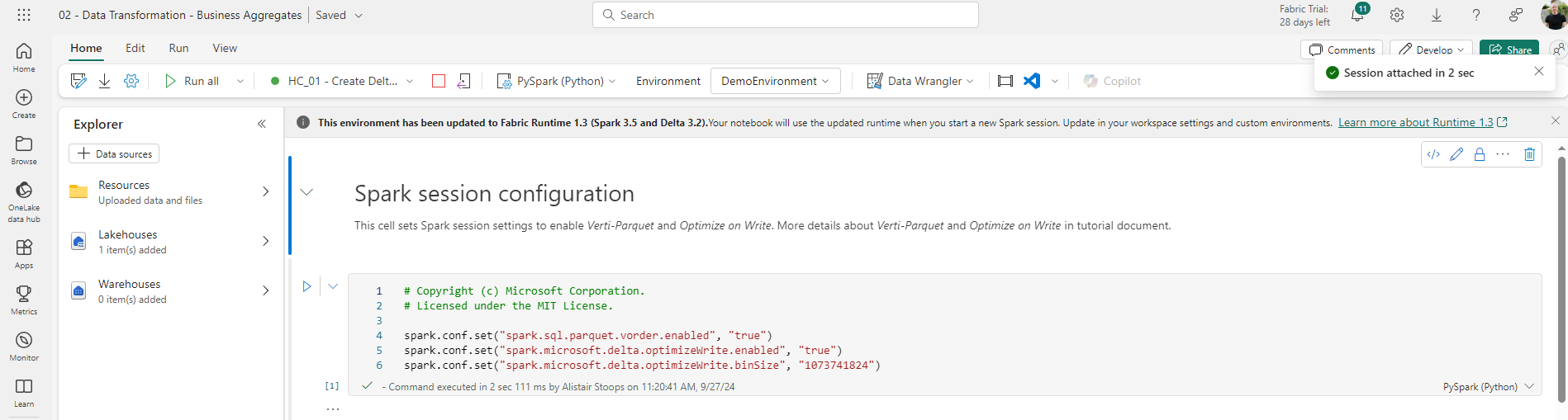 Minimising Spark Startup Duration in Microsoft Fabric