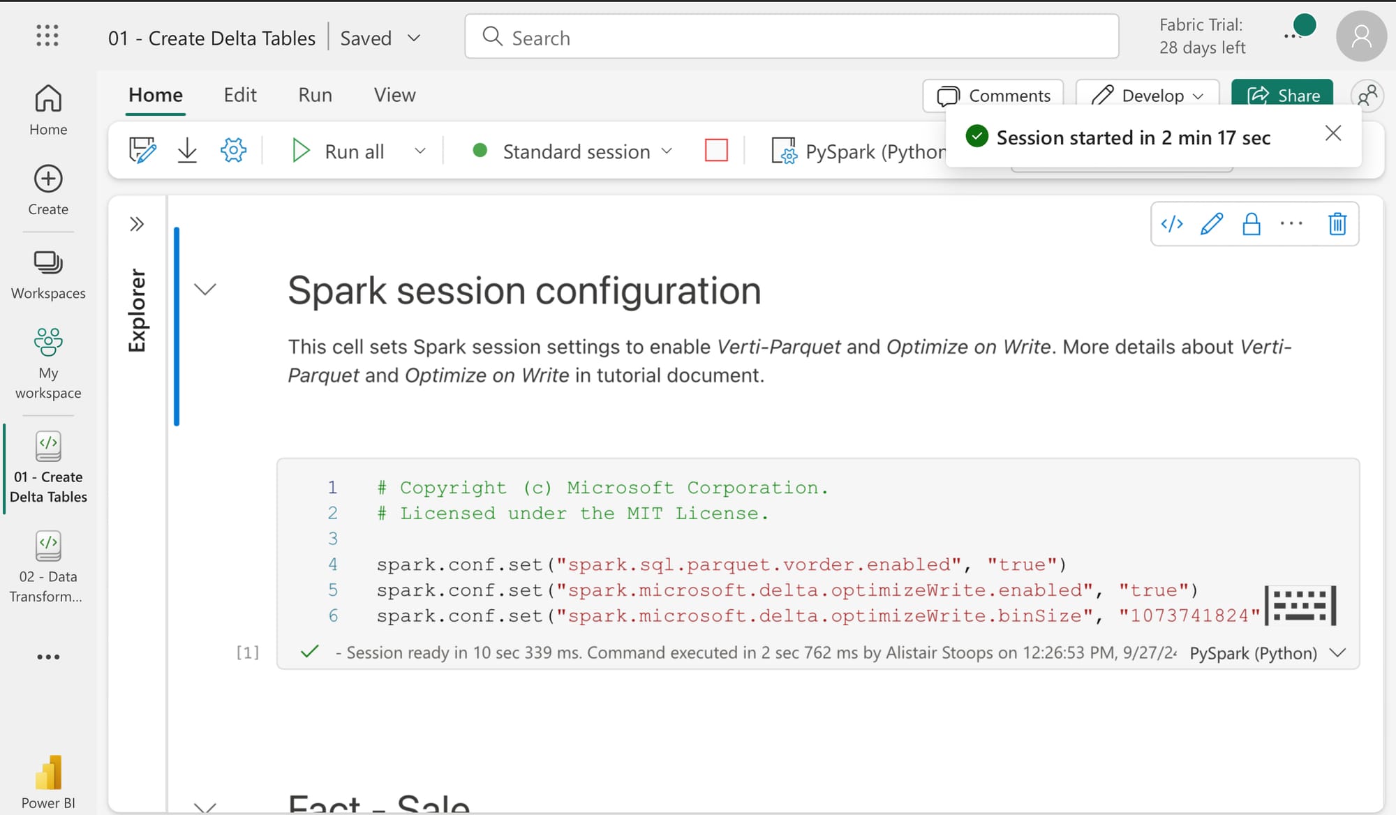 Minimising Spark Startup Duration in Microsoft Fabric